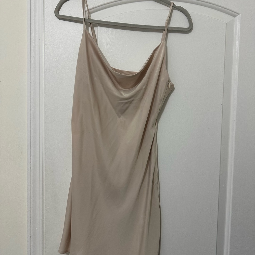 Nasty Gal Beige Cowl Neck Slip Dress